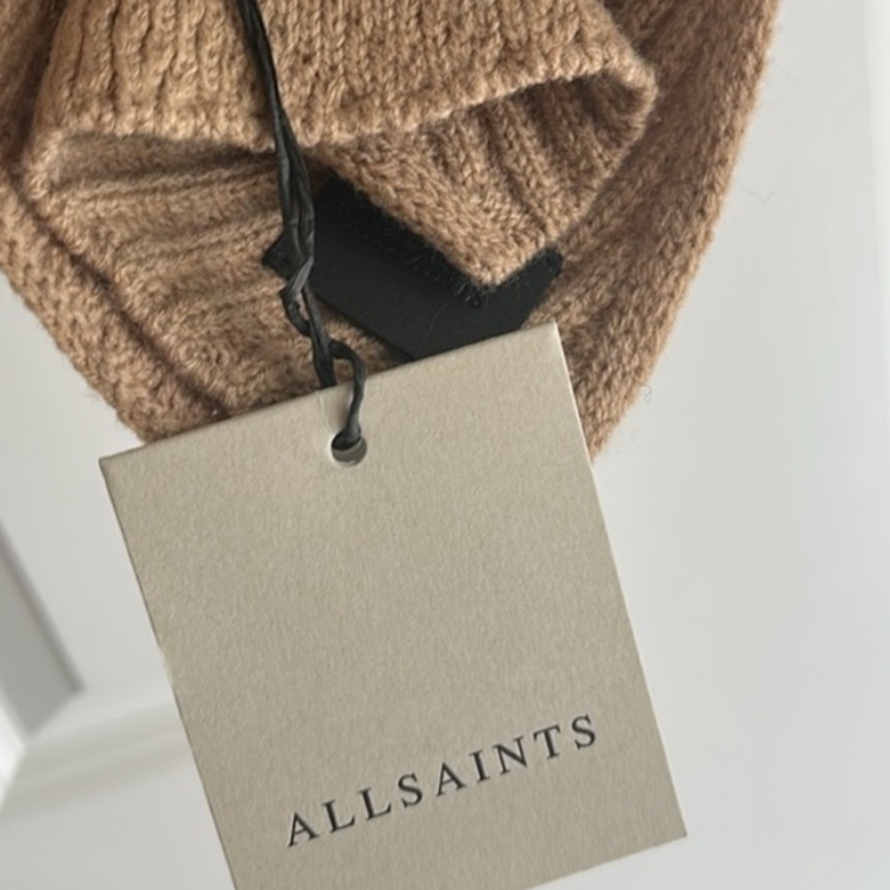 AllSaints Rib Pattern Scarf | Cortina Beige, O/S - Picture 2 of 5